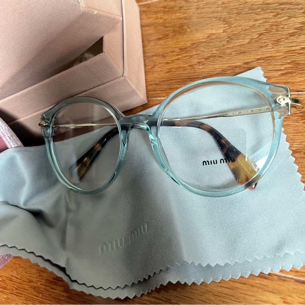 SOLD ON DEPOP - miu miu transparent blue glasses frames - rag & box included 🤓